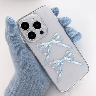 sweet milk blue ribbon bow iPhone Case