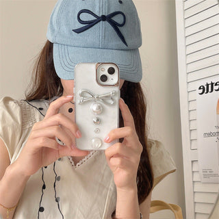 high-grade pearl bow iPhone Case