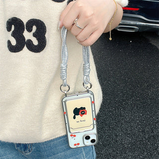 Korean cartoon animal card holder Cat shell Case + lanyard