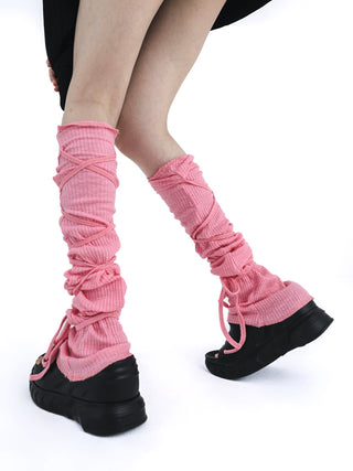 Y2K knitted micro flared leg warmer