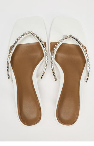 Beaded rhinestone high-heeled flip-flops