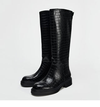 Crocodile pattern round head boots