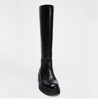 Crocodile pattern round head boots