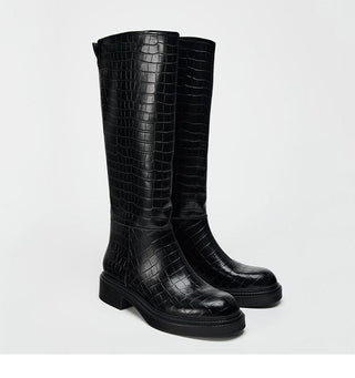 Crocodile pattern round head boots