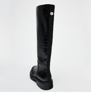 Crocodile pattern round head boots