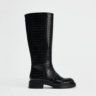 Crocodile pattern round head boots