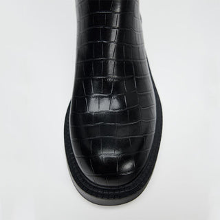 Crocodile pattern round head boots