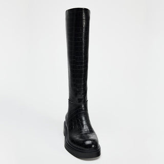 Crocodile pattern round head boots