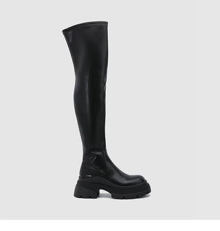 Black Leather Women's Over the knee boots