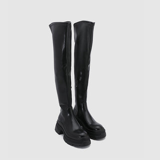 Black Leather Women's Over the knee boots