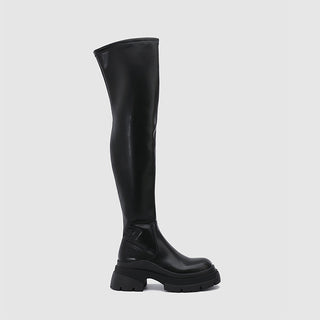 Black Leather Women's Over the knee boots