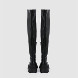 Black Leather Women's Over the knee boots