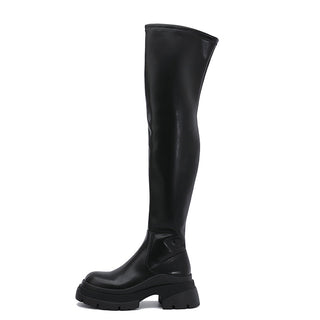 Black Leather Women's Over the knee boots