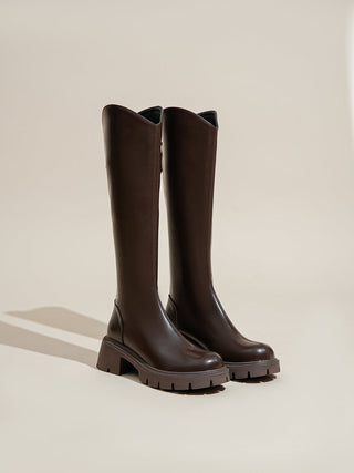 V-neck high-tube thick-heeled long boots