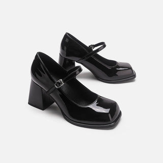 Mary Jane Thick Heel leather Shoes