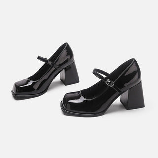 Mary Jane Thick Heel leather Shoes