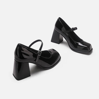 Mary Jane Thick Heel leather Shoes