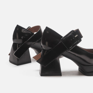 Mary Jane Black Square Toe Chunky Heel