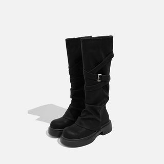 Retro knee-length Maillard long boots