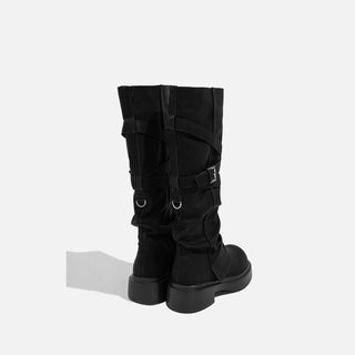 Retro knee-length Maillard long boots