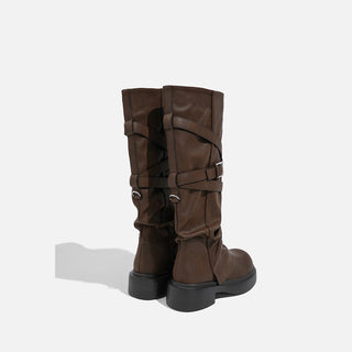 Retro knee-length Maillard long boots