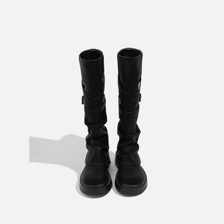 Retro knee-length Maillard long boots