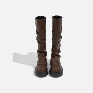 Retro knee-length Maillard long boots