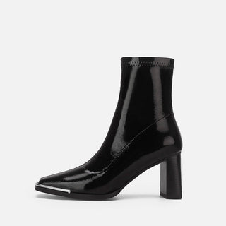 Short Patent Leather High Heel Boots