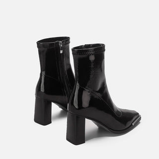 Short Patent Leather High Heel Boots