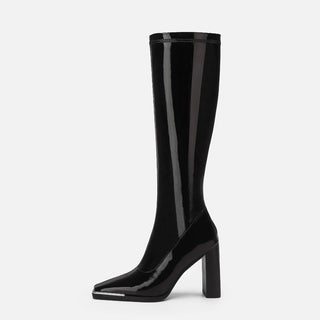 Short Patent Leather High Heel Boots