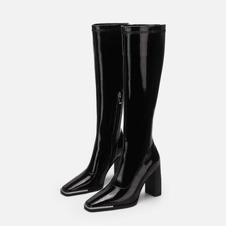 Short Patent Leather High Heel Boots