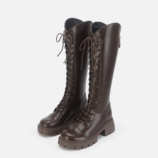 Thick-soled Brown High-top Boots