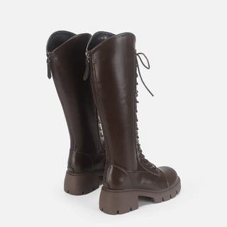 Thick-soled Brown High-top Boots