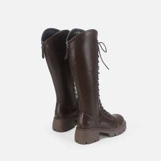 Thick-soled Brown High-top Boots