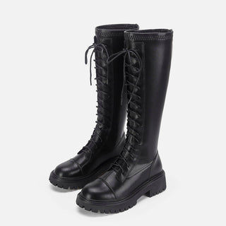 SlimLace-Up Thick-Sole High Boots