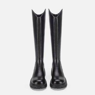 Leather V-neck High-Heeled Long Boots