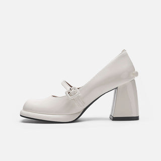 Bow French retro thick heel shoe