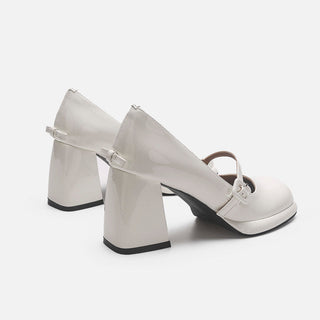 Bow French retro thick heel shoe