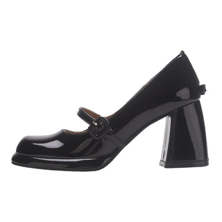 Bow French retro thick heel shoe