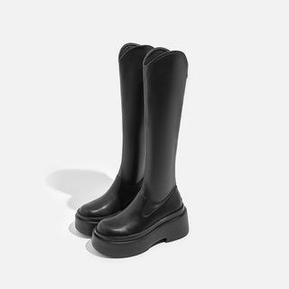 V-neck Slimming Thick-soled High Boots