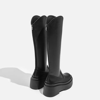 V-neck Slimming Thick-soled High Boots