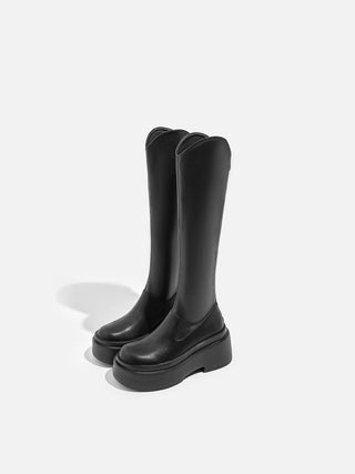 V-neck Slimming Thick-soled High Boots