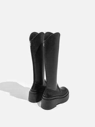 V-neck Slimming Thick-soled High Boots