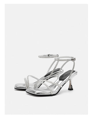 Rhinestone one-strap sandals