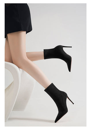 Slim mid-tube high heel short boots