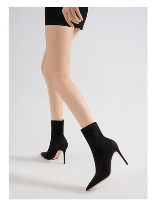 Slim mid-tube high heel short boots