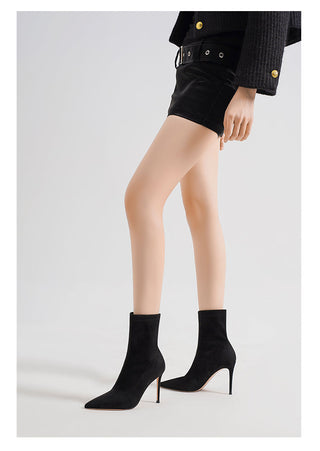 Slim mid-tube high heel short boots