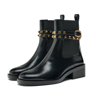 Rivet strap short boots