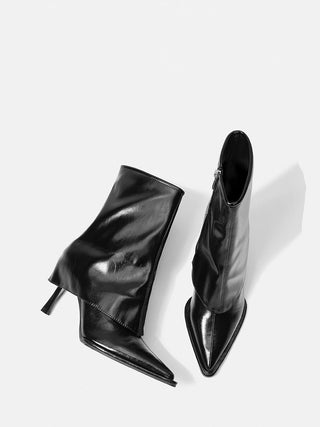 Thin high heel short leather boots