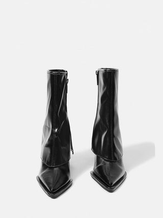 Thin high heel short leather boots